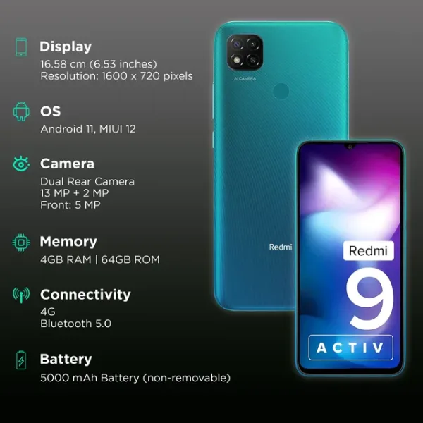 Redmi 9 Activ (Coral Green, 4GB RAM, 64GB Storage) - Image 4