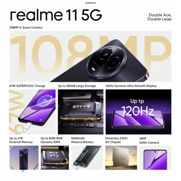 realme 11 5G (Glory Black, 8 GB RAM, 256 GB Storage) - Image 2