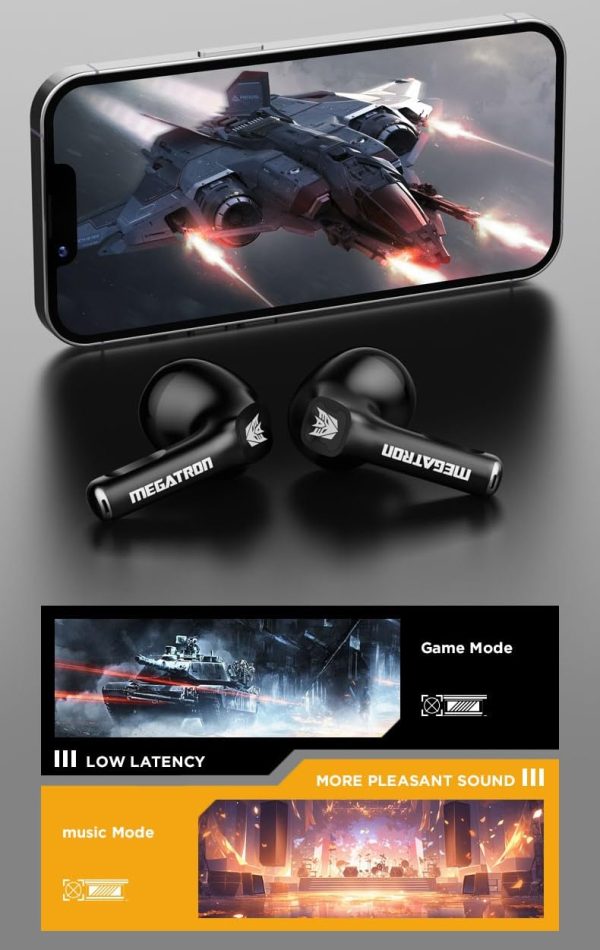 5ound Monter Transformers TF-T23 TWS Bluetooth 5.4 Headphones. (Yellow) - Image 4