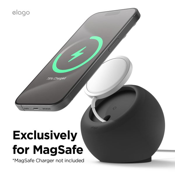 elago MS2 Charging Stand Compatible with MagSafe Charger - Premium Silicone Stand, Black - Image 7
