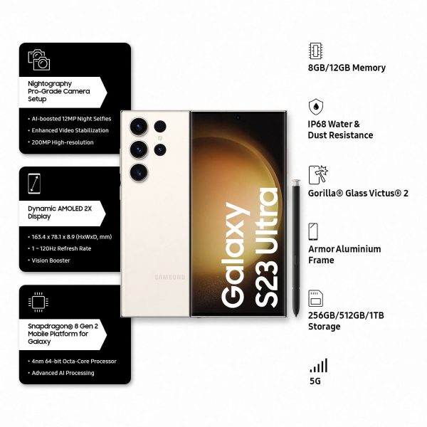 Samsung Galaxy S23 Ultra 5G AI Smartphone (Cream, 12GB, 256GB Storage) - Image 7