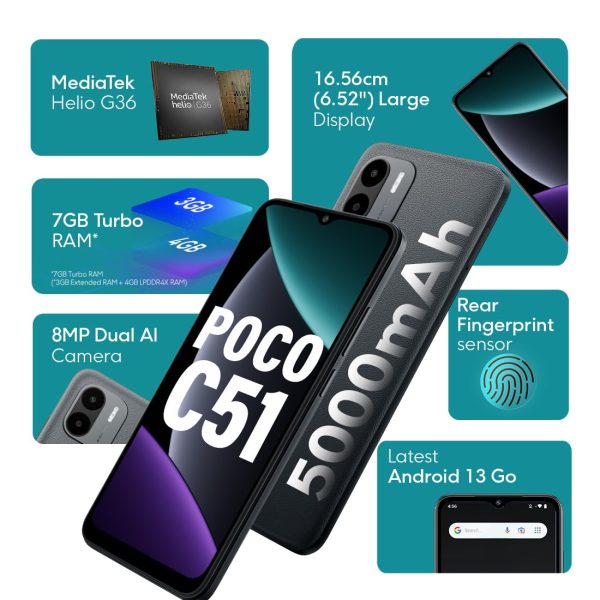 POCO C51 (Power Black, 4GB RAM, 64GB Storage) - Image 6
