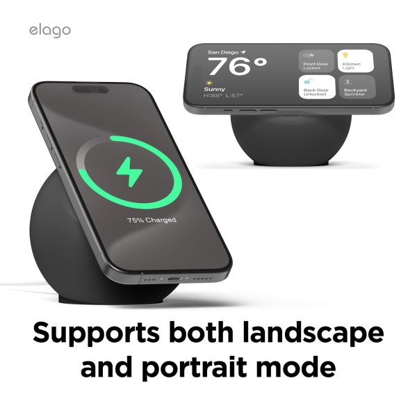 elago MS2 Charging Stand Compatible with MagSafe Charger - Premium Silicone Stand, Black - Image 5