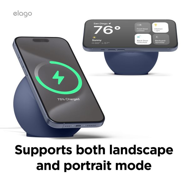 elago MS2 Charging Stand Compatible with MagSafe Charger - Premium Silicone Stand , Jean Indigo - Image 5