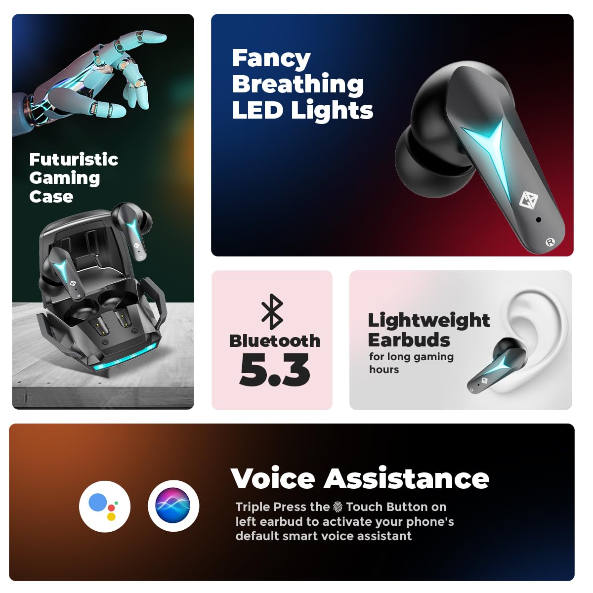 61czlvSwJ7L._SL1200_.jpg Cosmic Byte CosmoBuds X200 True Wireless Earbuds (TWS), BT 5.3, 38ms latency GOD Mode™,(Silky Matt Black) - Image 5