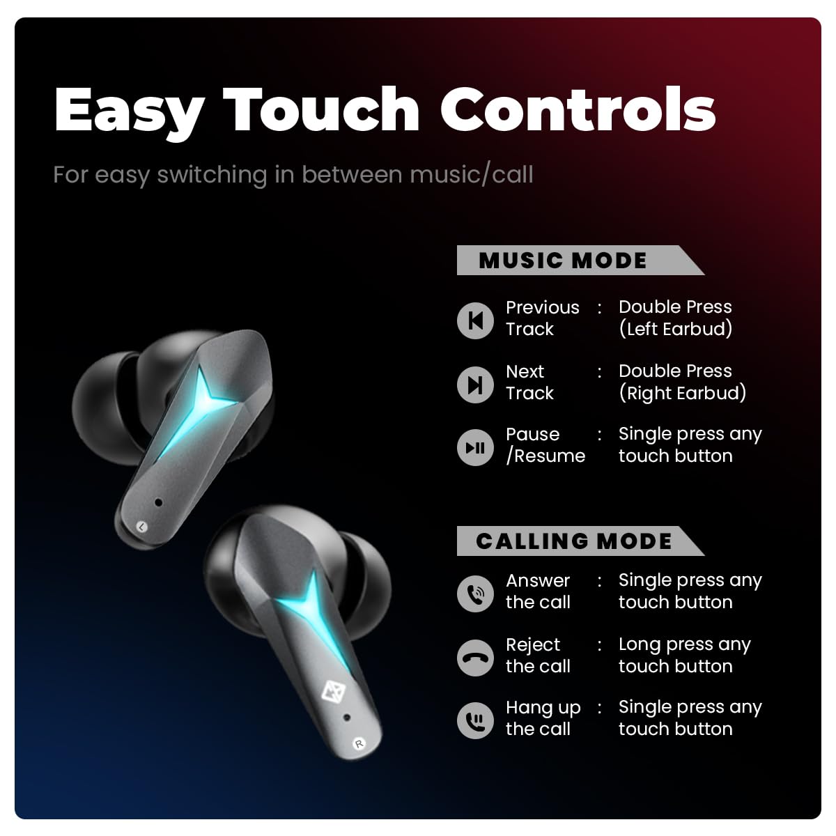 61dKYKtAUbL._SL1200_.jpg Cosmic Byte CosmoBuds X200 True Wireless Earbuds (TWS), BT 5.3, 38ms latency GOD Mode™,(Silky Matt Black) - Image 4