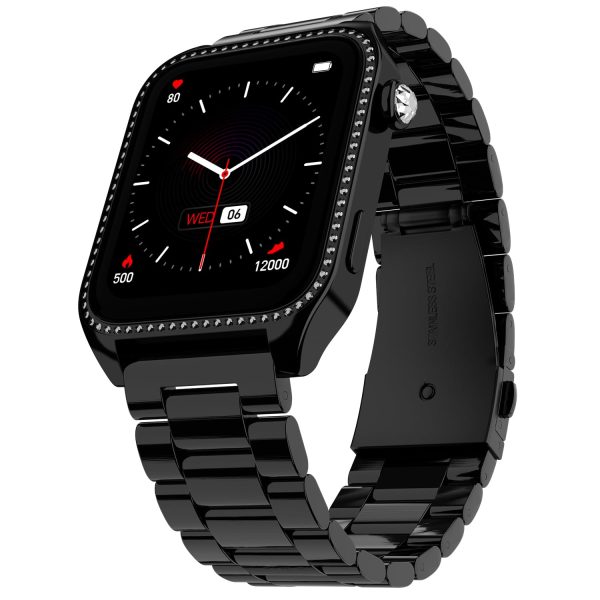 Fire-Boltt Xelor Luxury Stainless Steel Smart Watch. 1.78" AMOLED, Always-On Display, Black Basic Strap