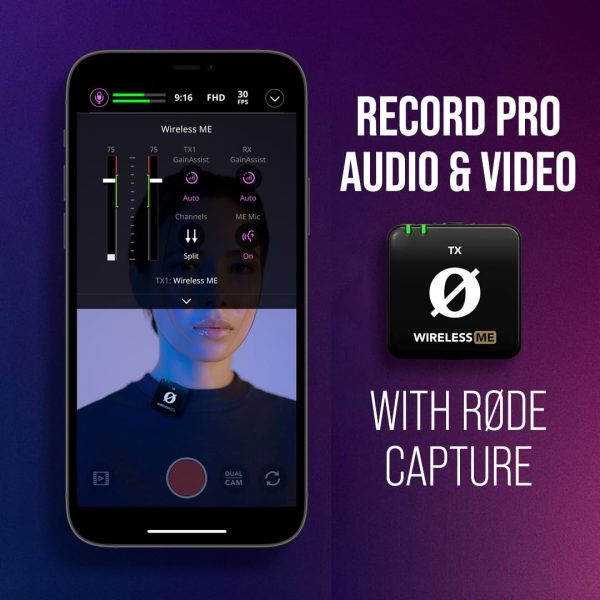Rode Wireless Me Ultra-Compact Wireless Microphone System with Built-in Microphones, Gain Assist Technology and 100 M Range - Image 5