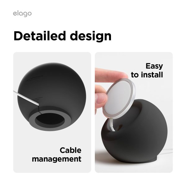 elago MS2 Charging Stand Compatible with MagSafe Charger - Premium Silicone Stand, Black - Image 6