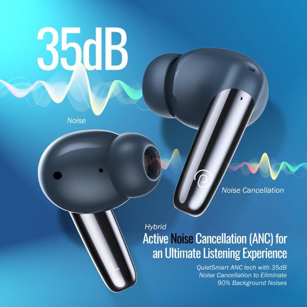 pTron Zenbuds Ultima ANC Earbuds, 35dB Active Noise Cancellation TWS, Transparency Mode,(Blue) - Image 7