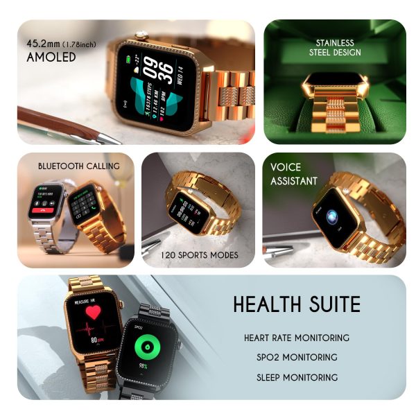 Fire-Boltt Xelor Luxury Stainless Steel Smart Watch. 1.78" AMOLED, Always-On Display, Black Basic Strap - Image 7