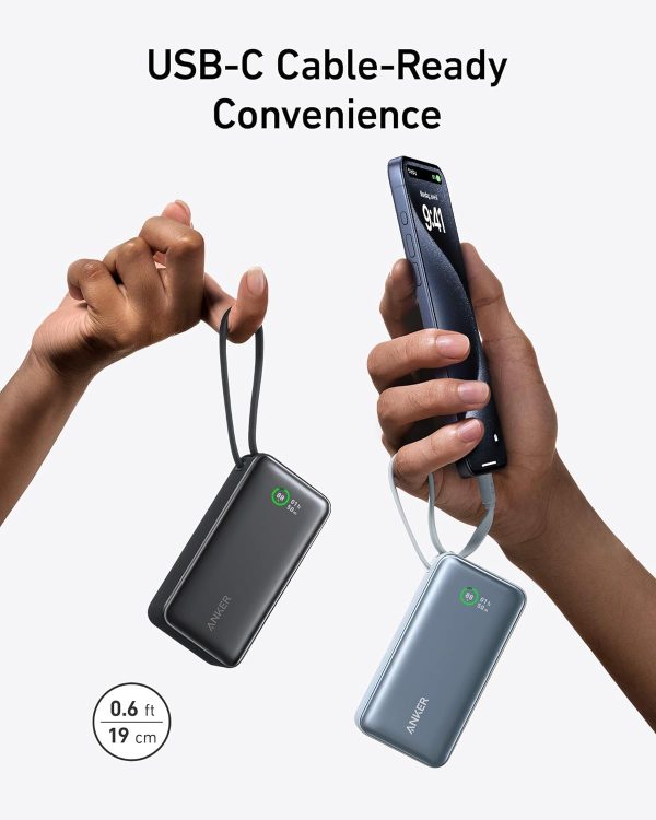 Anker Nano Power Bank 10000 mAh with Built-in USB C Cable, 30W fast charging, Blue - Image 5