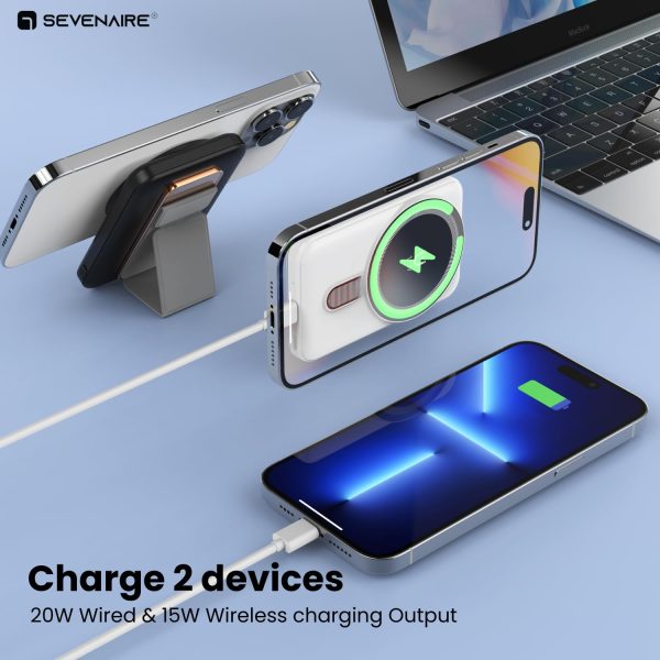 SEVENAIRE P50 Magsafe Power Bank, 20W Wired & 15W Wireless Output, (Black) - Image 3