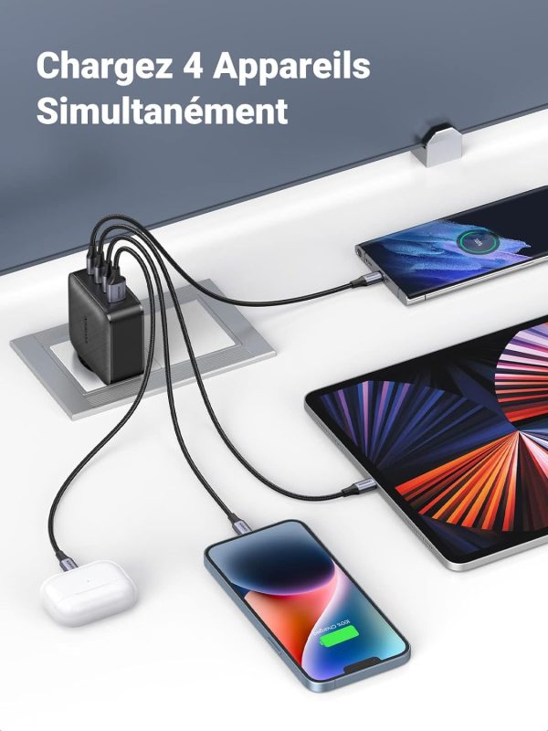 Ugreen 65 W Four Port Charger For Macbook Pro Air, Ipad, Iphone 12 Pro 11 Pro Max Xr Xs Se, Pc With Usb Type C Cable - Black - Image 7