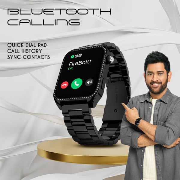 Fire-Boltt Xelor Luxury Stainless Steel Smart Watch. 1.78" AMOLED, Always-On Display, Black Basic Strap - Image 4