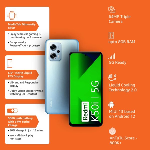 Redmi K50i 5G (Phantom Blue, 6GB RAM, 128GB Storage) - Image 9