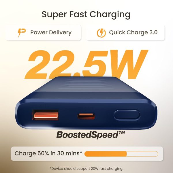 Ambrane 10000mAh Slim & Compact Powerbank, 22.5W Fast Charging,(Stylo 10, Blue) - Image 5