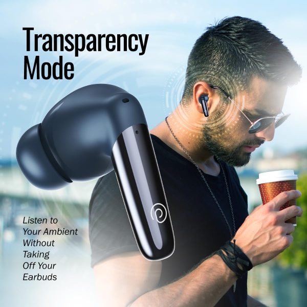 pTron Zenbuds Ultima ANC Earbuds, 35dB Active Noise Cancellation TWS, Transparency Mode,(Blue) - Image 6