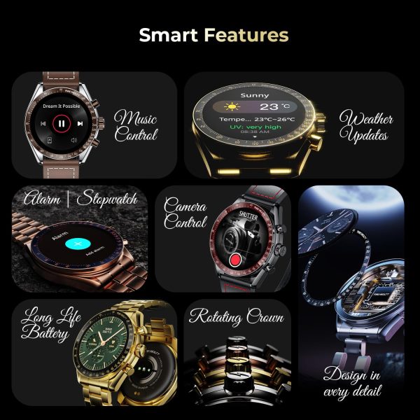 Fire-Boltt Moonwatch 36.3mm (1.43 inch) AMOLED Display, Wireless Charging, Metallic Frame (Black) - Image 2