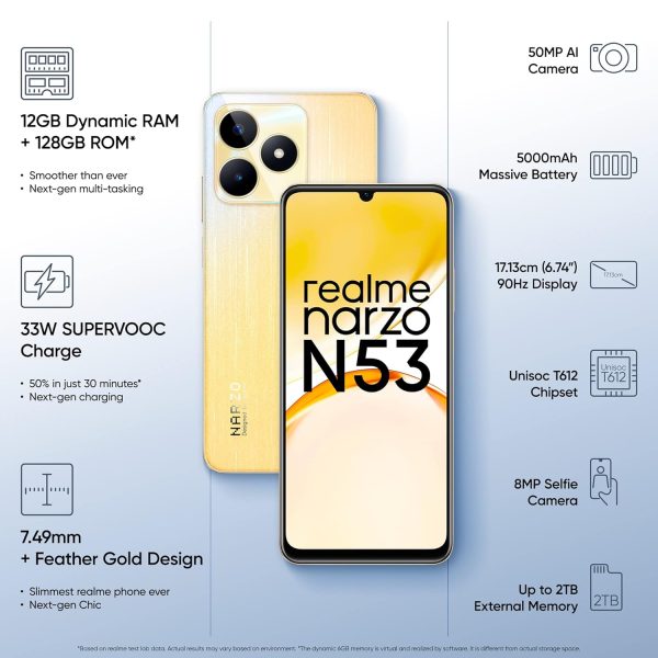 realme narzo N53 (Feather Gold, 4GB+64GB) - Image 6