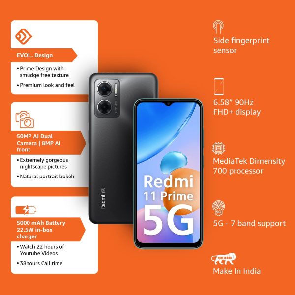 Redmi 11 Prime 5G (Thunder Black, 4GB RAM, 64GB Storage) - Image 6