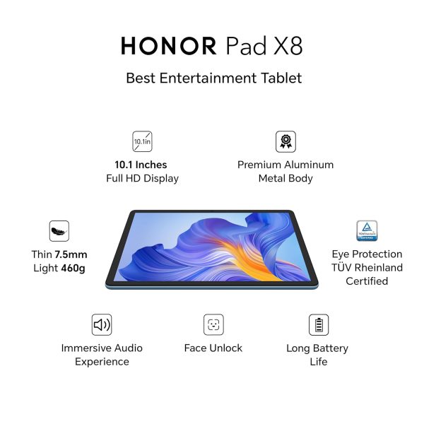 HONOR Pad X8 with Free Flip-Cover, 25.65cm (10.1 inch) FHD Display, 4GB RAM 64GB ROM, Blue Hour - Image 10