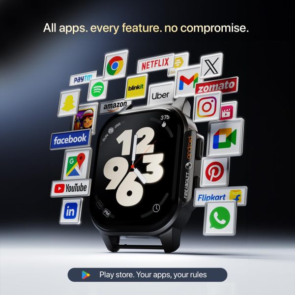 Fire-Boltt Snapp Smart Watch, Selfie Camera, 4G Nano-SIM Slot, 54.1mm AMOLED Display, 2GB/4GB RAM + 16GB/64GB ROM (Jet Black Luxe) - Image 4
