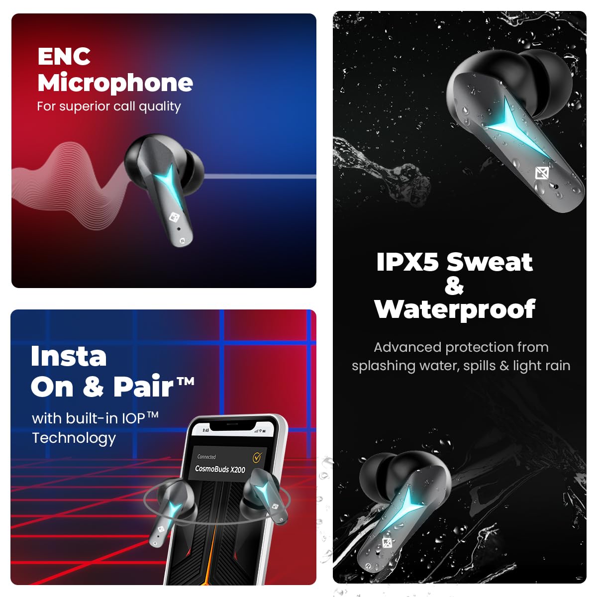 71tCp9RjwqL._SL1200_.jpg Cosmic Byte CosmoBuds X200 True Wireless Earbuds (TWS), BT 5.3, 38ms latency GOD Mode™,(Silky Matt Black) - Image 2