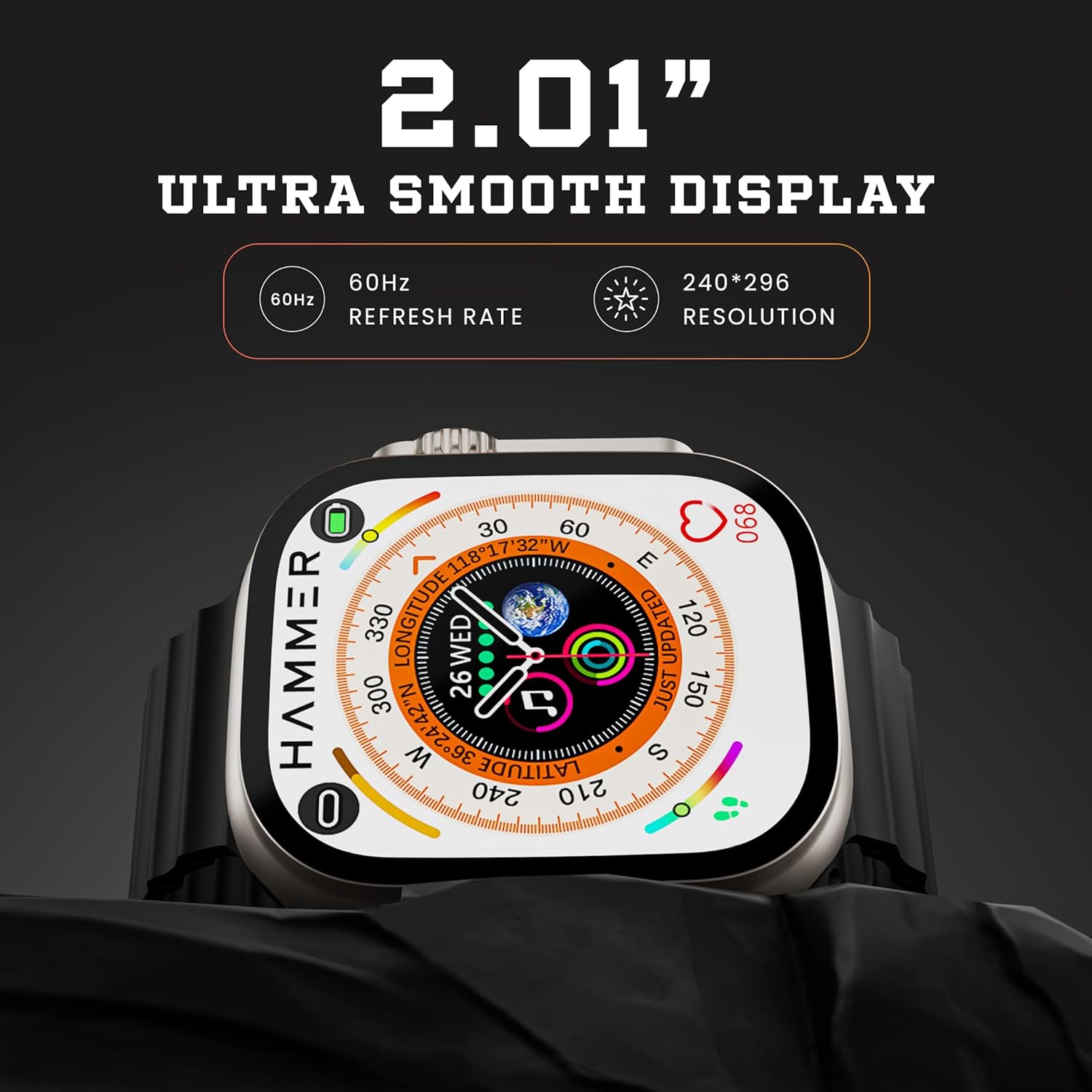 71zgsGcBkFL._SL1500_.jpg HAMMER Ultra Classic 2.01" Always on Display, Bluetooth Calling Smart Watch, Wireless Charging - Image 6
