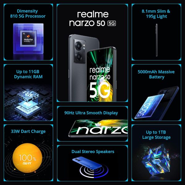 realme narzo 50 5G (Hyper Black, 4GB RAM+64GB Storage) - Image 7