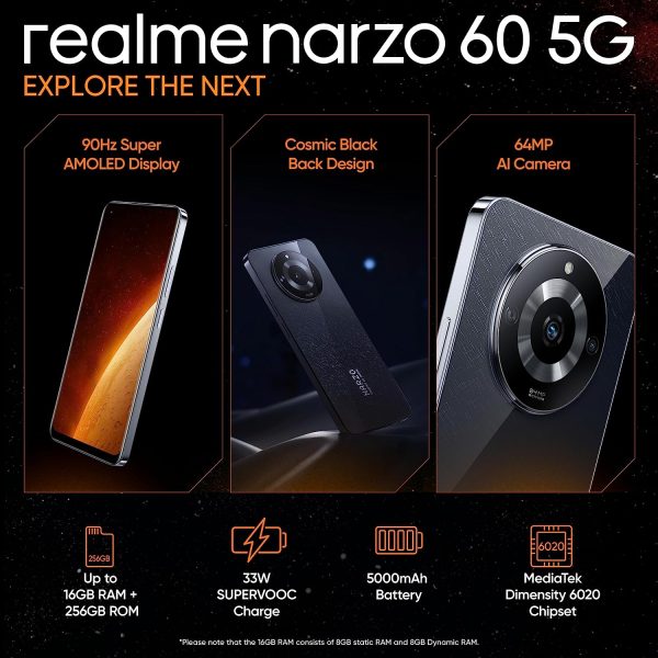 realme narzo 60 5G (Cosmic Black,8GB+128GB Storage) - Image 5