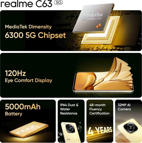 realme C63 5G Charger in the Box (Starry Gold, 128 GB)  (8 GB RAM) - Image 3