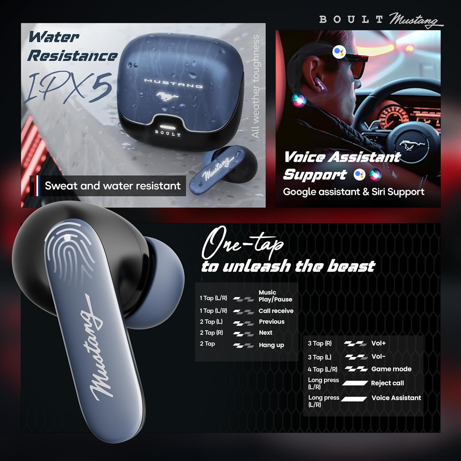 81B-CnfWpYL._SL1500_.jpg Boult x Mustang Derby Newly Launched Truly Wireless in Ear Earbuds with 100H Playtime,IPX5 ear buds TWS - Image 4