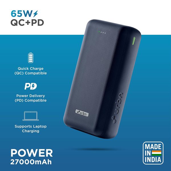 URBN 27000 mAh 65W Ultra Fast Charging Compact Power Bank | Type C Power Delivery (Blue) - Image 7