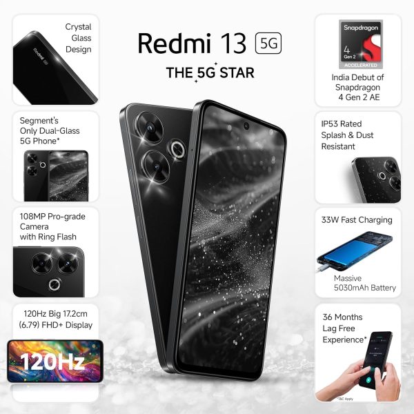 Redmi 13 5G, Black Diamond, 8GB+128GB Storage - Image 6