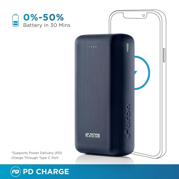 URBN 27000 mAh 65W Ultra Fast Charging Compact Power Bank | Type C Power Delivery (Blue) - Image 6