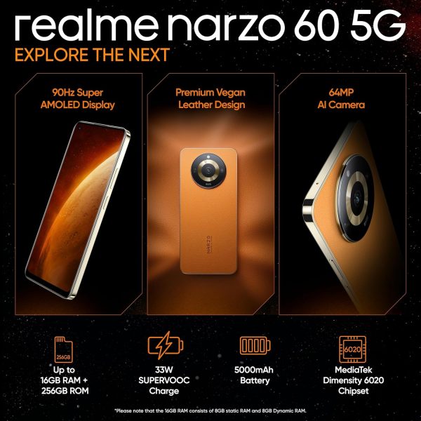 realme narzo 60 5G (Mars Orange,8GB+128GB Storage) - Image 3