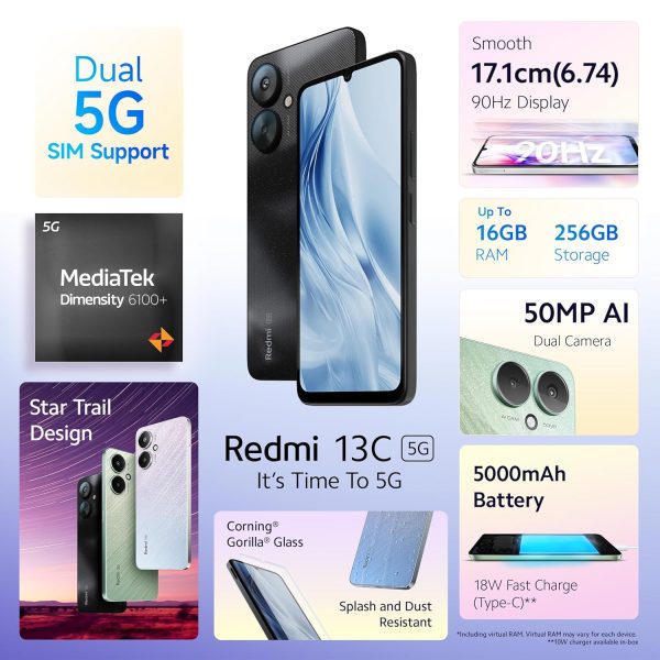 Redmi 13C 5G (Starlight Black, 4GB RAM, 128GB Storage) - Image 6