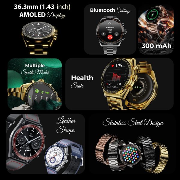 Fire-Boltt Moonwatch 36.3mm (1.43 inch) AMOLED Display, Wireless Charging, Metallic Frame (Black) - Image 7