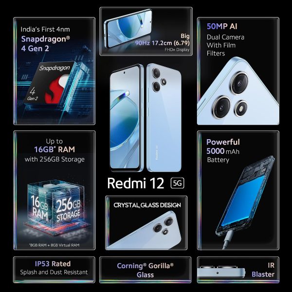 Redmi 12 5G Pastel Blue 4GB RAM 128GB ROM - Image 2
