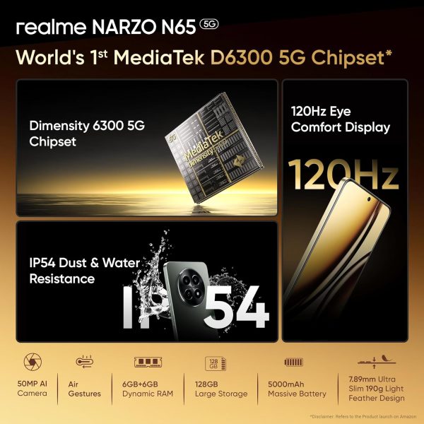 realme NARZO N65 5G (Amber Gold 8GB RAM, 128GB Storage) - Image 5