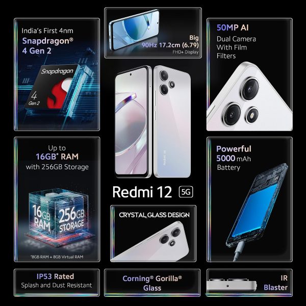 Redmi 12 5G Moonstone Silver 8GB RAM 256GB ROM - Image 5