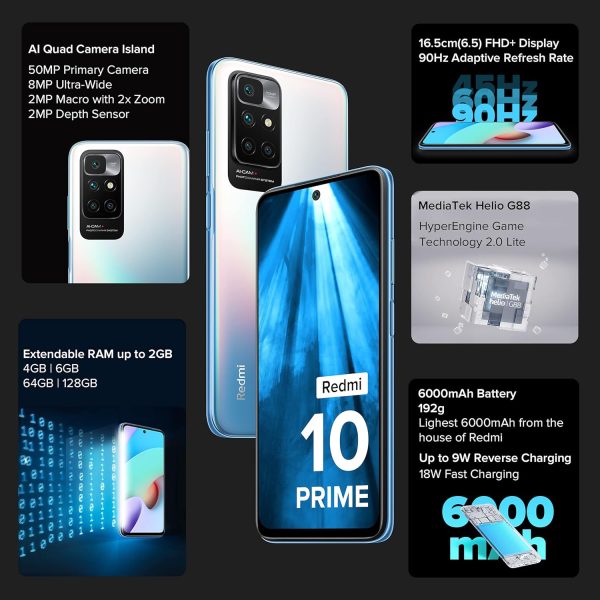 Redmi 10 Prime (Bifrost Blue 6GB RAM 128GB storage - Image 7