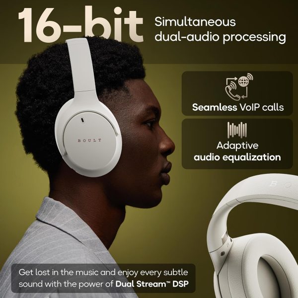 Boult Q Over Ear Bluetooth Headphones with 70H Playtime, 40mm Bass Drivers, IPX5 Wireless Headphones (Beige) - Image 5