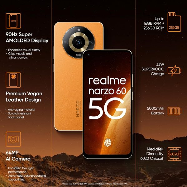 realme narzo 60 5G (Mars Orange,8GB+128GB Storage) - Image 2